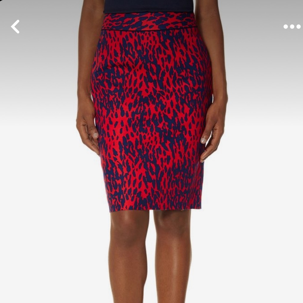 The Limited Red and Blue Leopard Print Pencil Skirt